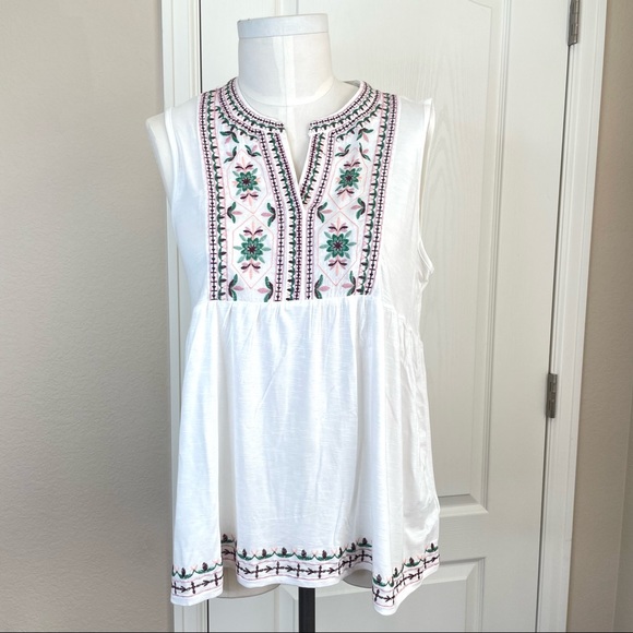 KNOX ROSE Embroidered Sleeveless Babydoll Top Size M - Picture 2 of 12